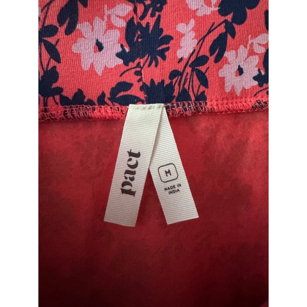 Pact Skirt Women Size Medium Pink Floral Organic Cotton Stretch Midi A-Line - Picture 4 of 6